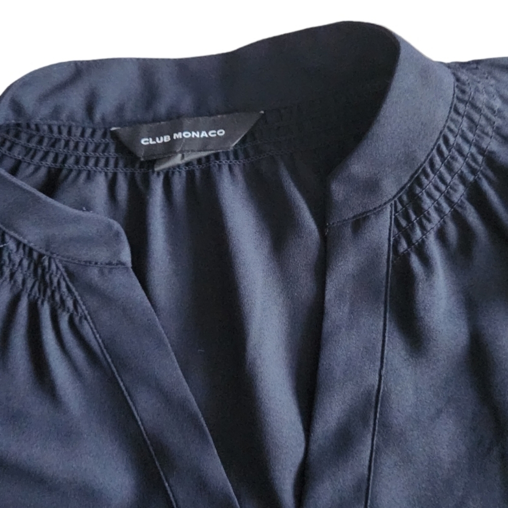 Club Monaco Navy Blue Lace Sleeve Blouse - Picture 7 of 14